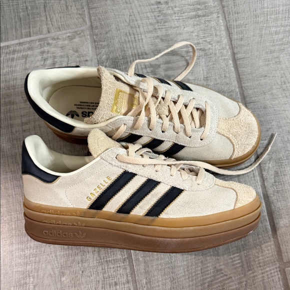 adidas Shoes - adidas Gazelle women’s Sneakers in Cream with Black Stripes and Gum Sole size 8